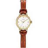 BUREI Women's Brown Leather Strap Watch Small Dial Waterproof Quartz Watch,Ideal Gift for Women Mom