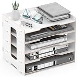 Lesfit Wooden Desk Organizer Tray 5-Tier Paper Tray White