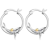 Sloth/Fox/Ocean Whale/Elephant/Chicken Hoop Earrings 925 Sterling Silver Cute Animal Hoop Earrings Animal Jewelry Gifts for Women Girls Daughter