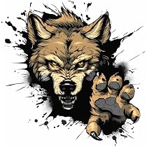 Amazon.com - Wolf Decal Sticker with Paws, 3D Brown Wolf Sticker ...