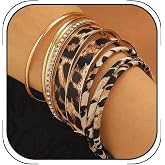 DEVINOTE Mottled Leopard Bangle Bracelet Set for Women Multilayer Punk Gold Stackable Leopard Bracelets Exaggerated Personalized Trendy Jewelry