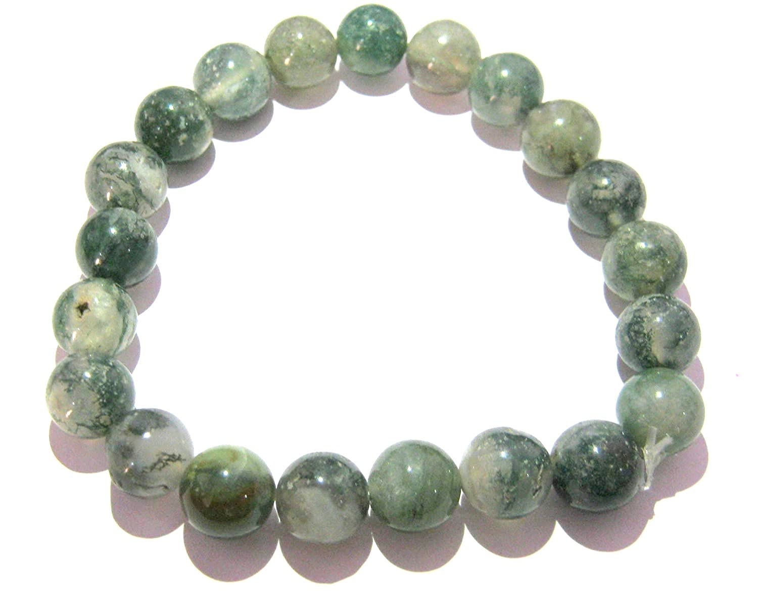 Powerful Moss Agate 8 MM Round Beaded Bracelet Crystal Healing Fashion Gift Peace Meditation Accessory Metaphysical Gemstone Wellness