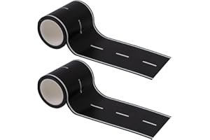 Goktvai 2 Rolls Black Road Track Tape, 10m/32.8ft Straight Road Tape for Toy Cars Reusable & Easy Peel Race Car Tapes Decorat