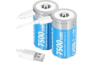 messule Rechargeable Lithium D Batteries with 2 in 1 USB-C Charge Cable,2 Pack D Cell Li-ion Battries,LR20 1.5V D Size Cell Battery Replacement 7500mWh for Floodlight Toys(2 Pcs)