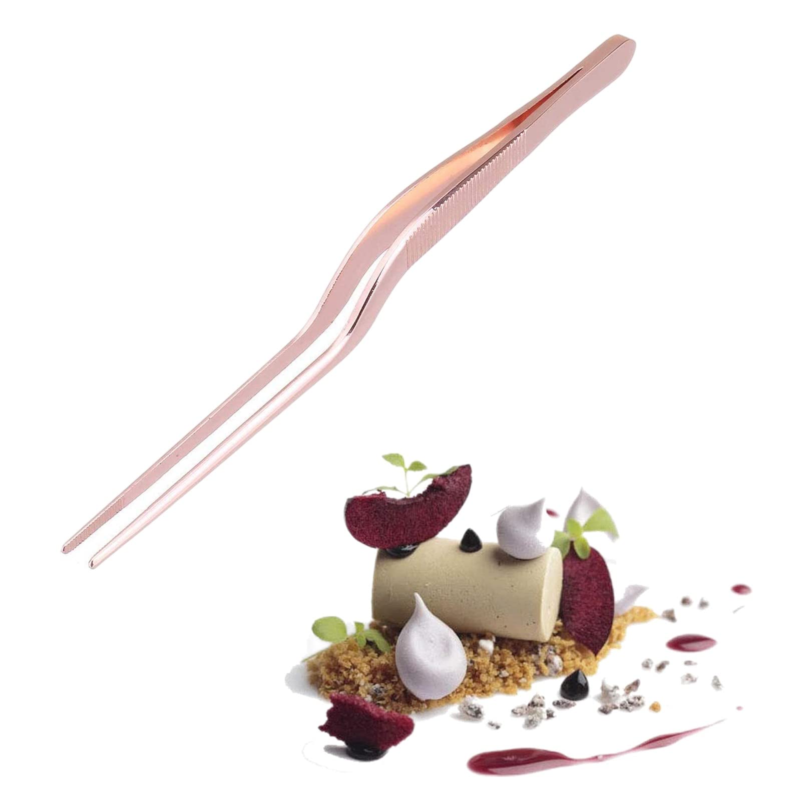 ANNIUP Precision Kitchen Culinary Offset Tweezer Tongs,Stainless Steel Offset Tweezer Chef Plating Tongs Tweezers for Plating Small and Delicate Foods