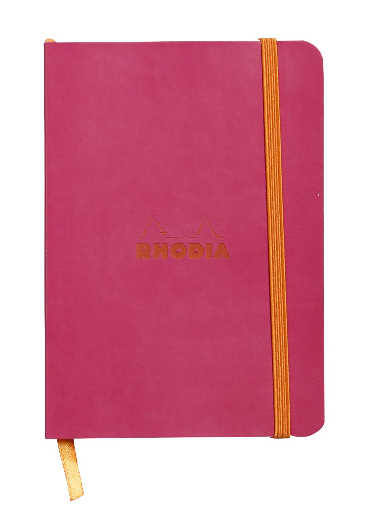 RHODIA 117312C - Raspberry Flexible Notebook - A6 - Lined - 144 pages - Ivory Clairefontaine Paper 90 g/m - Bookmark, Elastic Closure - Faux Leather Cover - Rhodiarama Collection
