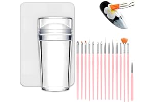 QIVORIMITH French Tip Tool,Nail Art Stamper Kit with Nail Art Brushes for DIY together,Home Manicure Starter Tool Salon(17 PCS)