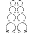 SCERRING 2-8PCS 16G G23 Titanium Horseshoe Septum Ring Nose Rings Hoop Helix Daith Cartilage Tragus Earrings Nipple Eyebrow Body Piercing Jewelry 8mm 10mm 12mm 14mm