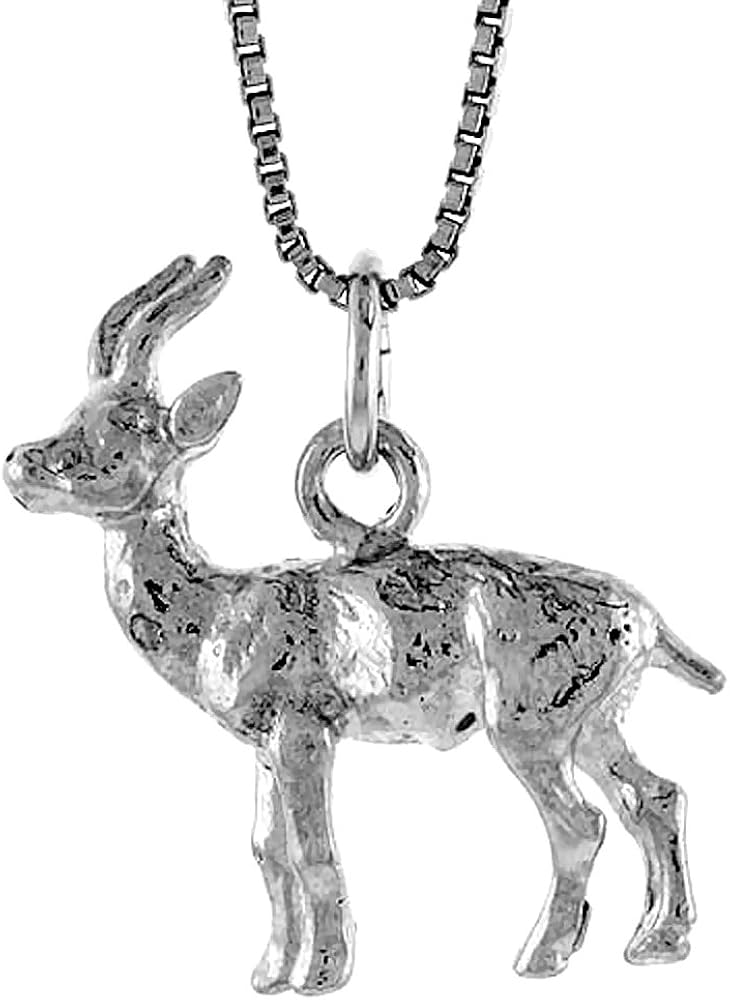 Sterling Silver Deer Pendant, 7/8 inch Tall Jewelry