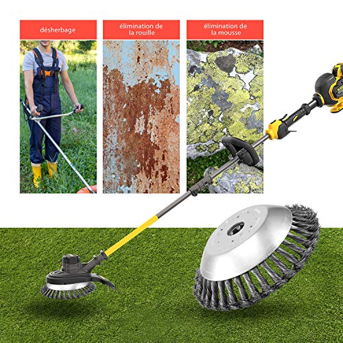 Viabrico Weeding Brush Head for Brush Cutter, with Locknut 8 Inch Steel Wire Weeding Tray