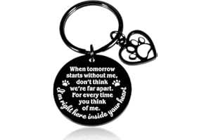 KINMES Pet Memorial Gifts Loss of Dog Cat Puppy Pet Sympathy Gifts for Men Women Pet Owner Lover Friends When Tomorrow Stars Without Me Dog Cat Rememberance Keychain Rainbow Bridge Pet Paw Print Presents