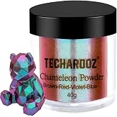 TECHAROOZ Chameleon Mica Powder (Brown-Red-Violet-Blue) - 40g Color Shift Mica Powder - Holographic Glitter for UV &amp; Epoxy Resin Supplies, Eyeshadow, Acrylic Paint, Nail Decor and Slime