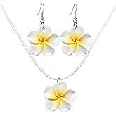 T-ztoss Flower Earrings Lovely Hawaiian Plumeria Dangle Earrings Bohemia Tropical Flower Earrings Beach Party Accessories for Women Girls Gifts