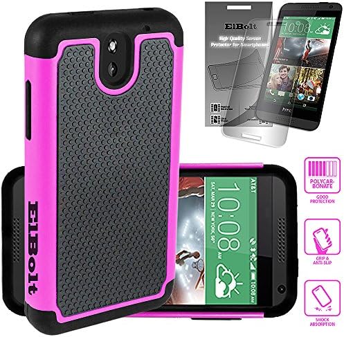 ElBolt HTC Desire 610 Silicon Dual Layer Armor Protective Case Cover Skin - Pink with ElBolt Premium Screen Protector by ElBolt TM