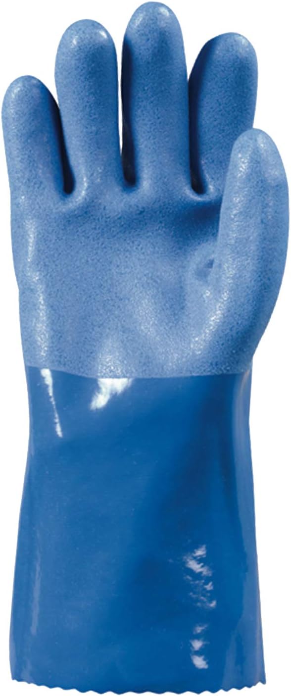 Heavy Duty PVC Coated Work Gloves, Liquid/Chemical Resistant, Cotton Lining, Large (Wells Lamont 174L) - Chemical Resistant Gloves - 