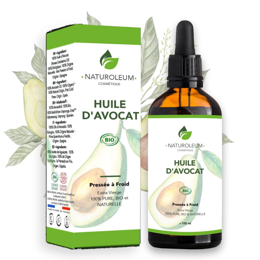ORGANIC AVOCADO OIL Cold Pressed, Pure and Natural - Care for Hair, Eyelashes, Nails, Skin, Beard 100ml