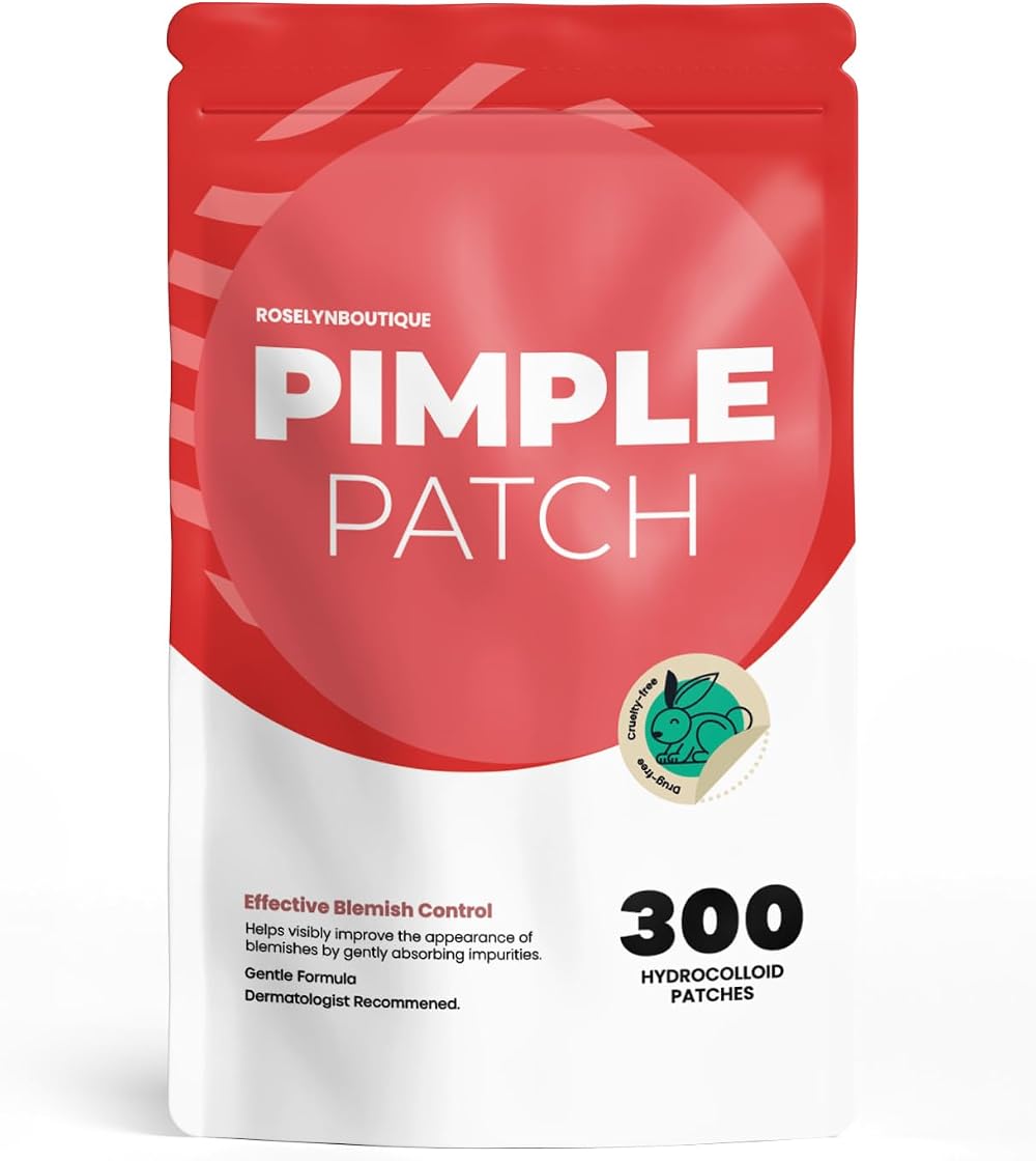 roselynboutique Pimple Patches Hydrocolloid 300 Dots Clear Sizes 8-14mm