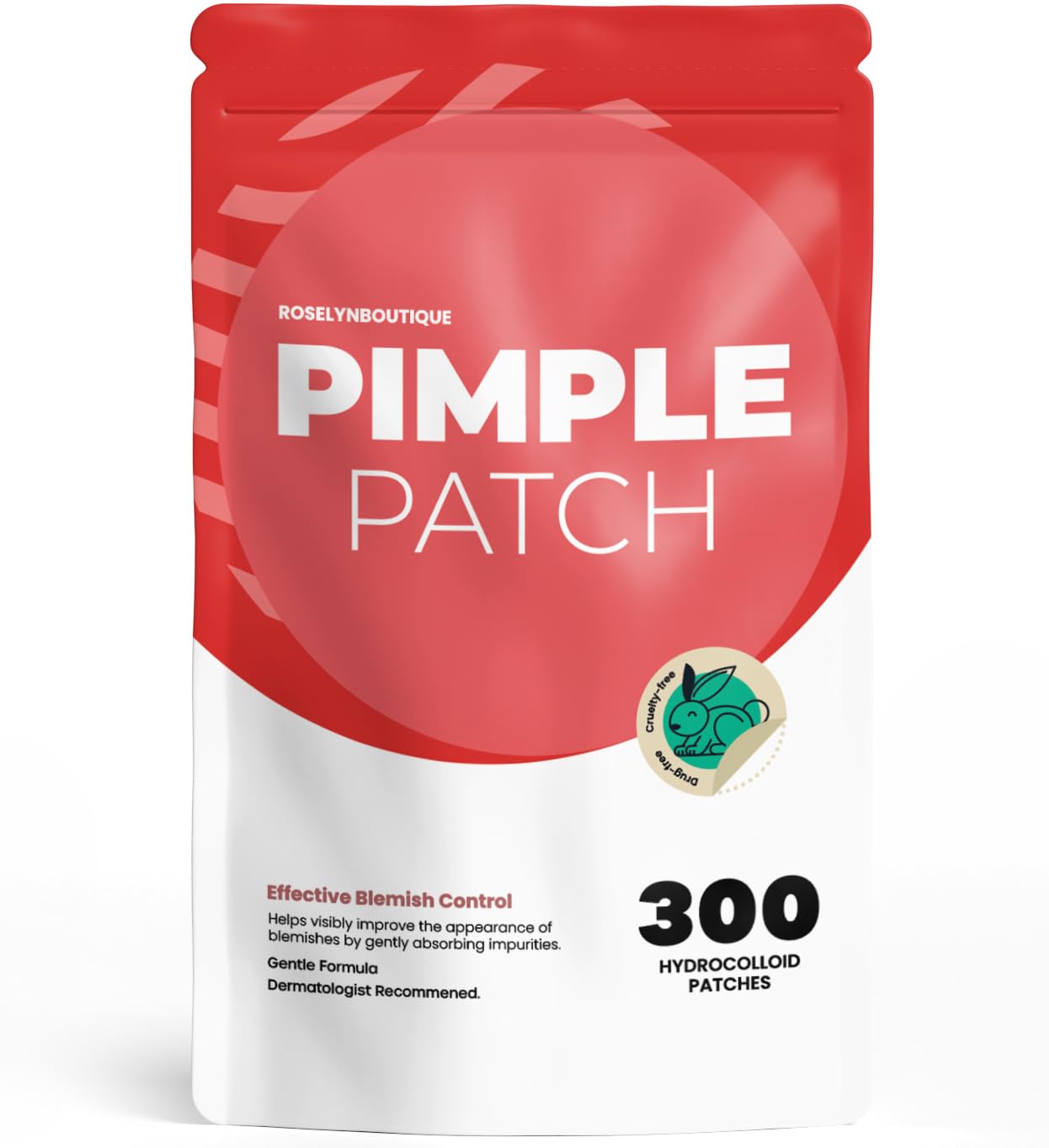 ROSELYNBOUTIQUE Pimple Patches - Hydrocolloid Spot Patches for Blemishes – 300 Clear Dots – Vegan & Cruelty-Free – Cosmetic Facial Skincare Product