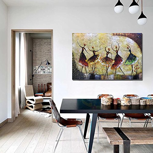 Metuu Oil Paintings, Ballet Dancer Girl Paintings Modern Home Decor Wall Art Painting Wood Inside Framed Hanging Wall Decoration Abstract Painting Ready to hang 24x36inch