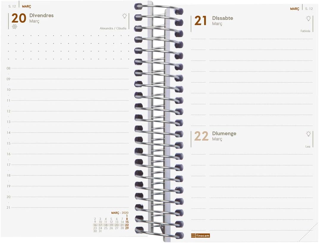 Finocam - Agenda 2020 1 Day Page Spiral Year Black Catalan - Image 3