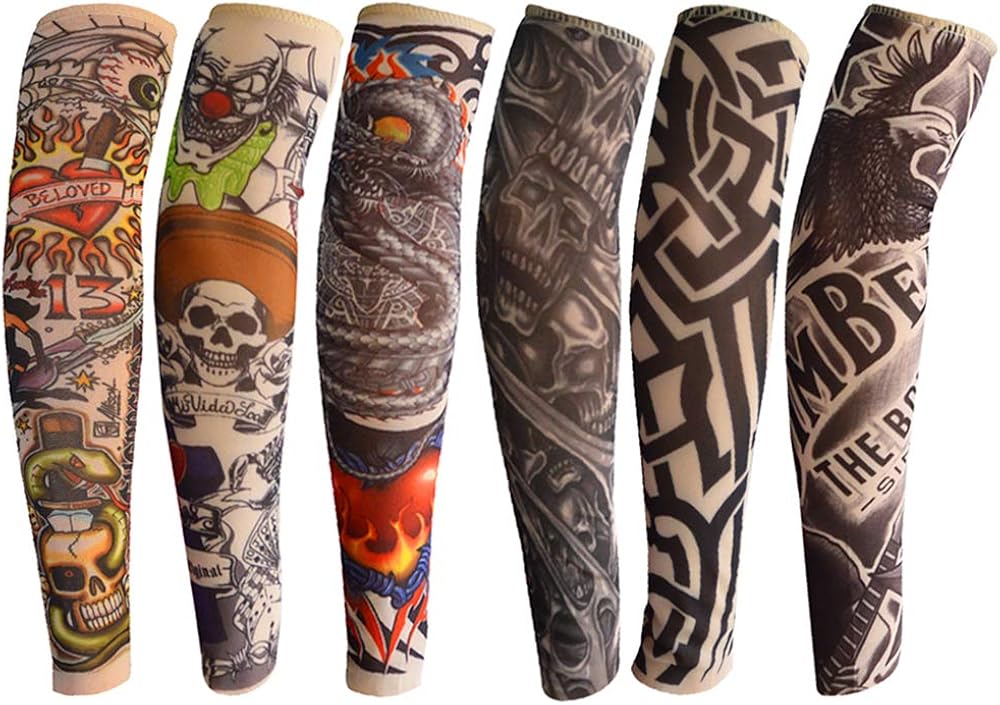 6pcs Temporary Tattoo Sleeves for Kids Boy Girl, Fake Slip On Arm