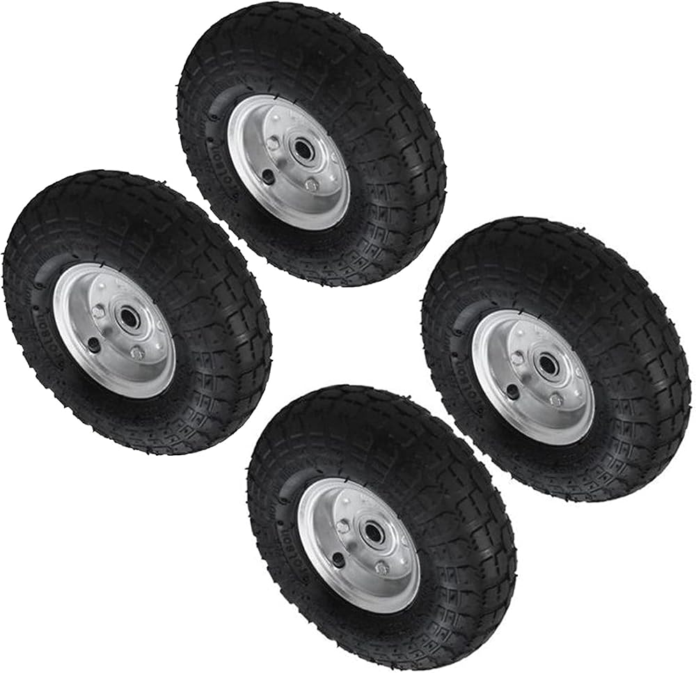 Marksman 2x 10" Pneumatic Wheels 4.10/3.5-4.0 Tyres Heavy Duty Sack Truck Barrow