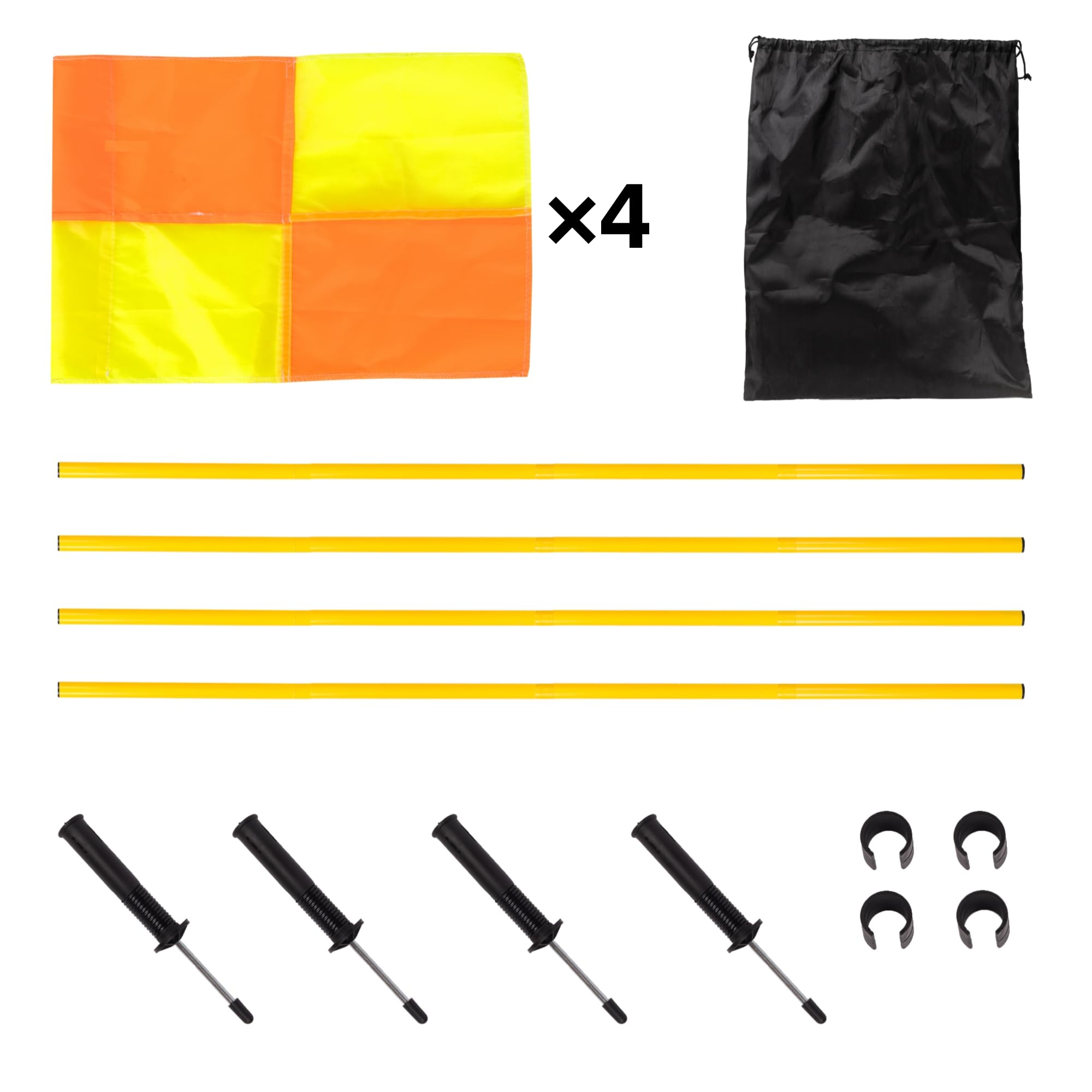 5FT Soccer Corner Flags for Soccer Field Set of 4,Soccer Flags Agility Poles Soccer Training Poles,Spring Loaded Adjustable Speed and Agility Training Equipment With Storage Bag