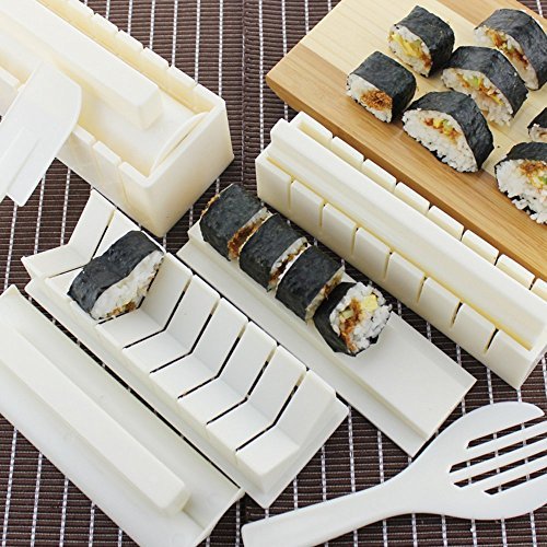 Sushi Master Sushi Kit – Easy to Use DIY 10 Piece Sushi Making Kit with 8 Inch Non Stick Sushi Chef Knife