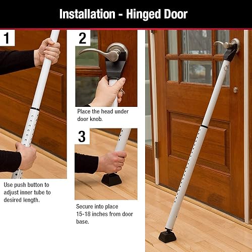 BRINKS Adjustable Door Security Bar – 2-Pack, 20-Gauge Steel Jammer For Hinged & Sliding Doors, 25-43" Expansion, Travel & Home Use