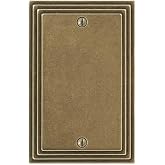 Amerelle Steps Single Blank Cast Metal Wallplate in Rustic Brass