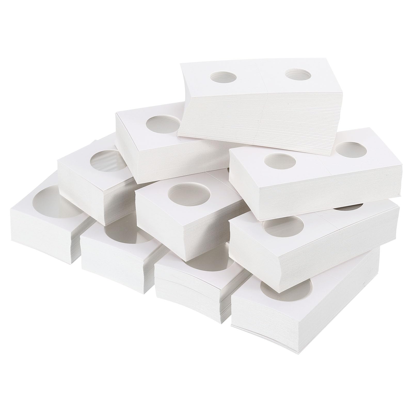 PATIKIL Coin Flips, 1200Pcs 12 Assorted Sizes Coin Holders, Cardboard 2"x4" Paper Coin Holders for Coin Collection, White