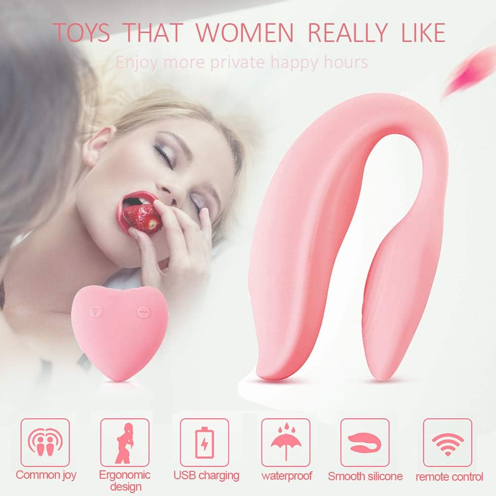 Wireless Remote U Shape Couple Love Stimulation Vibrating Toy Handsfree USB Waterproof Wand for Sore Back Foot Neck Leg Waterproof with Quiet Dual Motor FUUNY Toys,T-Shirt