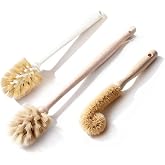 MI BRUSHAX Bottle Brush &amp; Dish Scrubber Set (3 Pack) - Kitchen Cleaning Kit with L-Shape Bottle Cleaner, Round Pan Brush &amp; Detail Scrubber - Multi-Use for Bottles, Pots, Pans &amp; Glassware