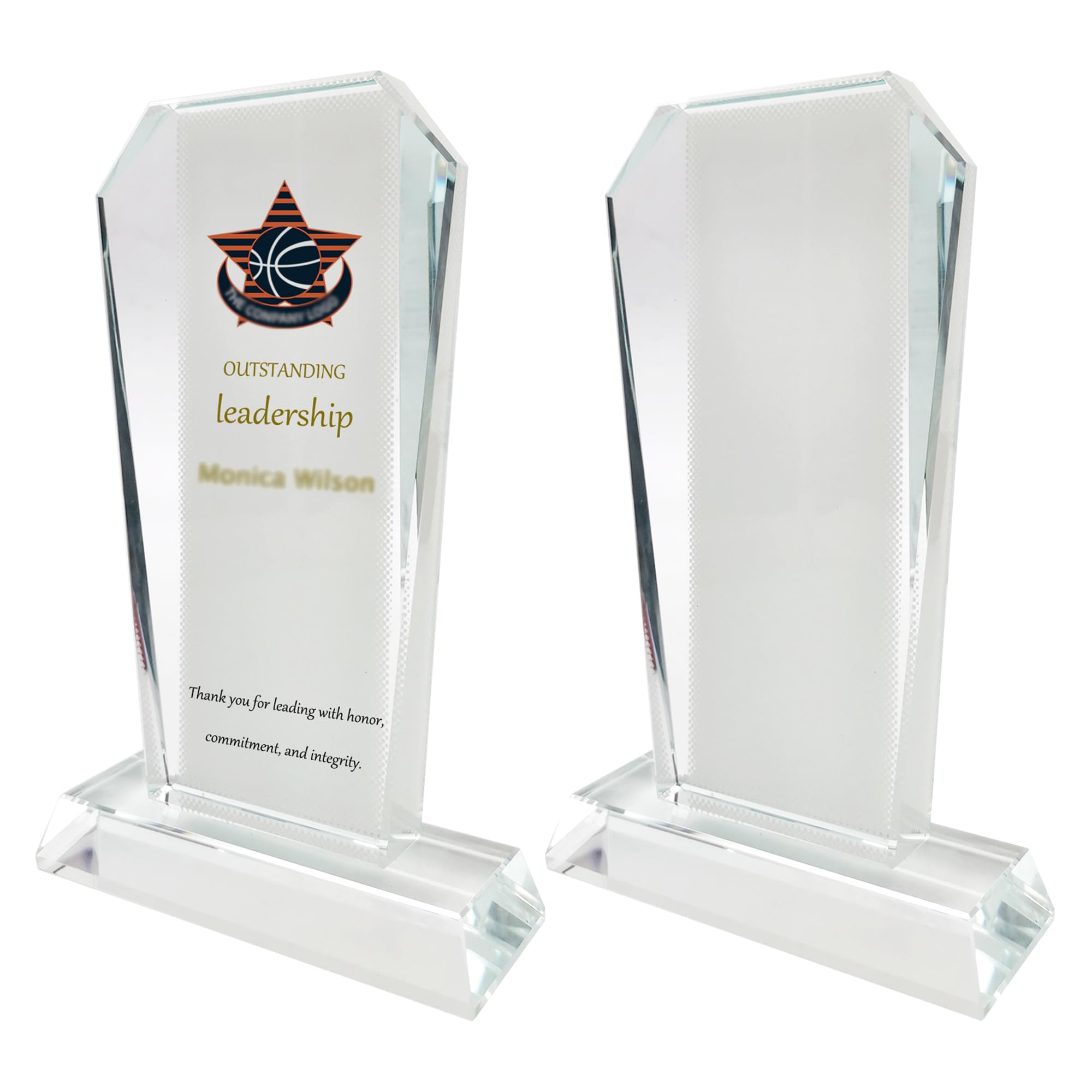 Photo 1 of 2 Pack Sublimation Crystal Blanks Sublimation Plaque Glass Blanks for Sublimation Award Trophy Photo Picture Frame Tabletop Ornaments DIY Gifts (Award)