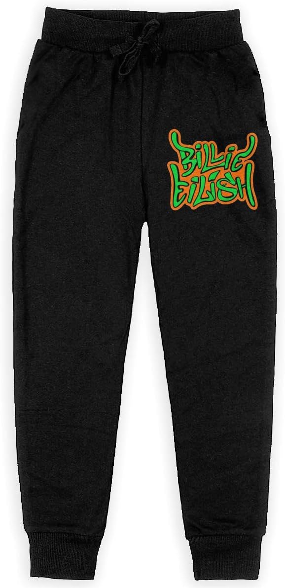 SWATMOGI Billie Eilish Logo Youth Long Joggers Sweatpants,Unisex Cotton Drawstring Casual Jogger Pants for Teen Boys Girls