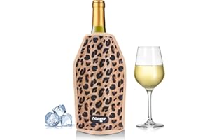 NEWGO Wine Cooler Sleeve Reusable Wine Bottle Cooler Flexible Wine Ice Pack Sleeve Keep Wine Cool and Refreshing for Standard Size Bottles for Red Wine, White Wine & Champagne - Leopard Print