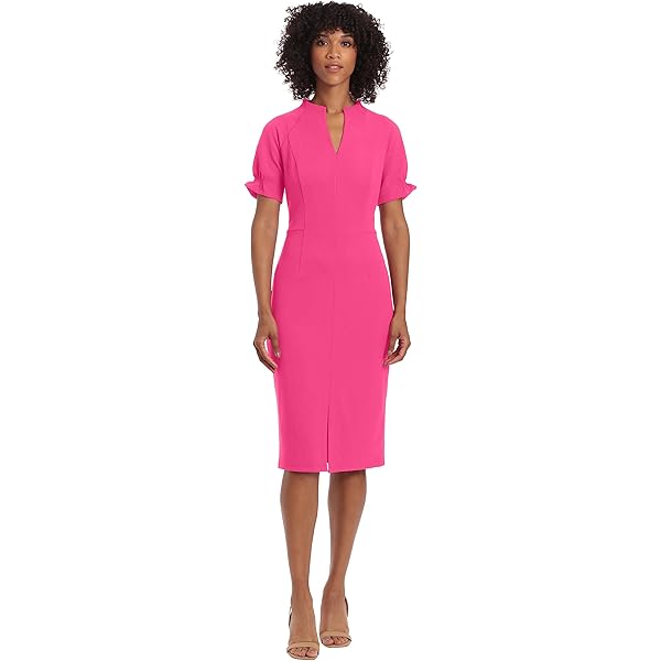 Maggy London Women's Short Sleeve Sheath Scuba Crepe Dress