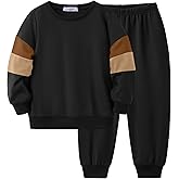 Arshiner Boy Clothes 2 Piece Color Block Sweatshirt and Pants Set Fall Winter Outfit for Toddler and Kids 2-9 Years