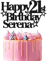 EDSG Personalised Happy Birthday Cake Topper Custom Any Name Age Glitter view 4