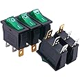 Twidec/5Pcs Rocker Switch 3 Pins 2 Position ON/Off AC 20A/125V 15A/250V SPST Green LED Light Illuminated Boat Rocker Switch Toggle KCD3-101N-G
