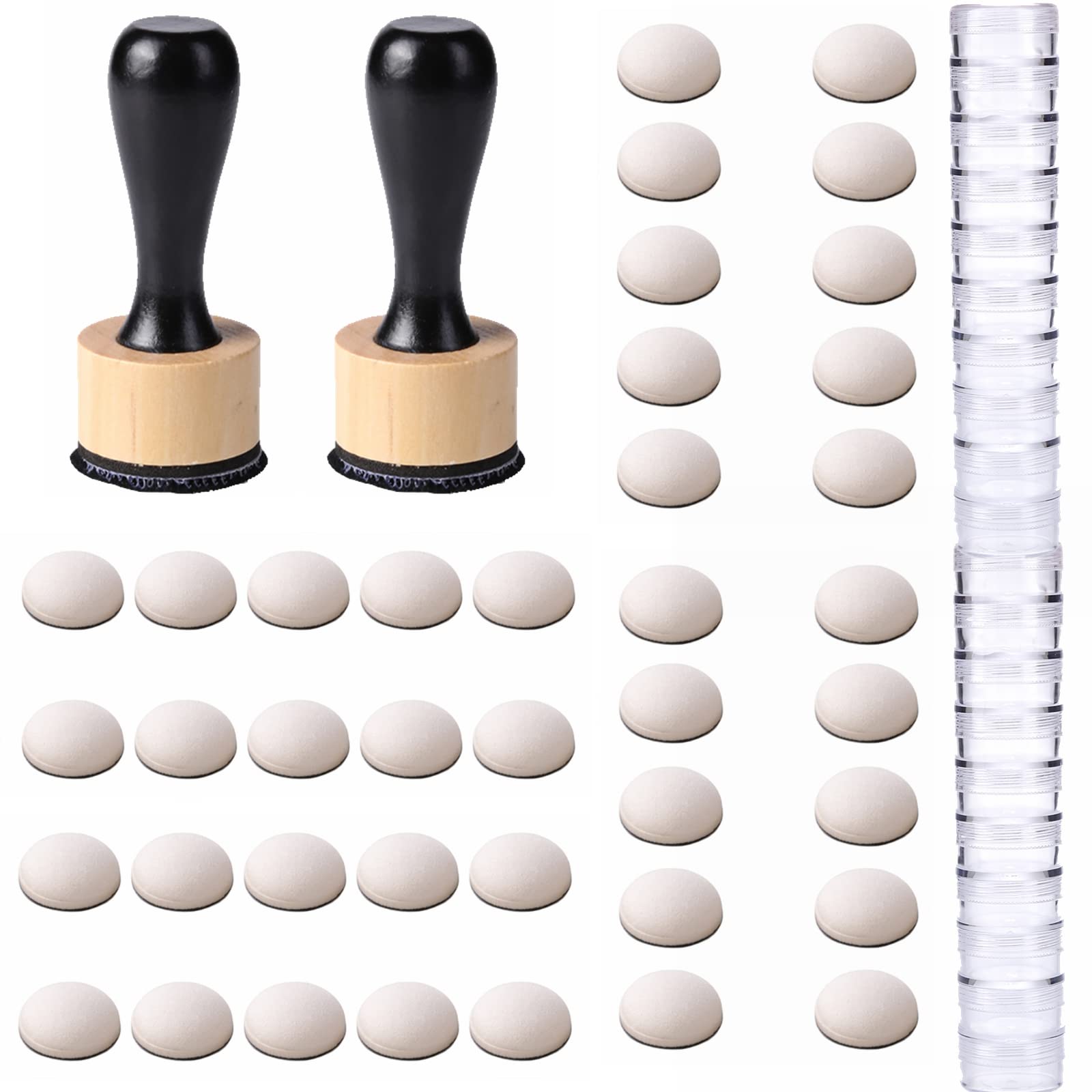 Mini Ink Blending Brushes Tools 2 Handle with 42 Refills Replacement Round Foams and 20 Plastic Storage Cases Stackable Jars Set for Scrapbooking Painting Art Supplies Tool Craft Cardmaking Drawing