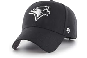 47 MLB Toronto Blue Jays MVP Adjustable Baseball Cap – Structured Wool Blend Hat, Curved Brim, Velcro Strap, One Size Fits Mo