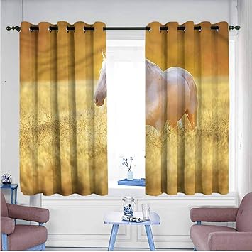 Amazon Com Samek Extra Wide Patio Door Curtain Horse Orlov