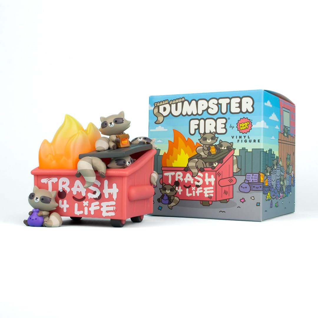 Photo 1 of 100% Soft Trash Panda Dumpster Fire Vinyl Figure