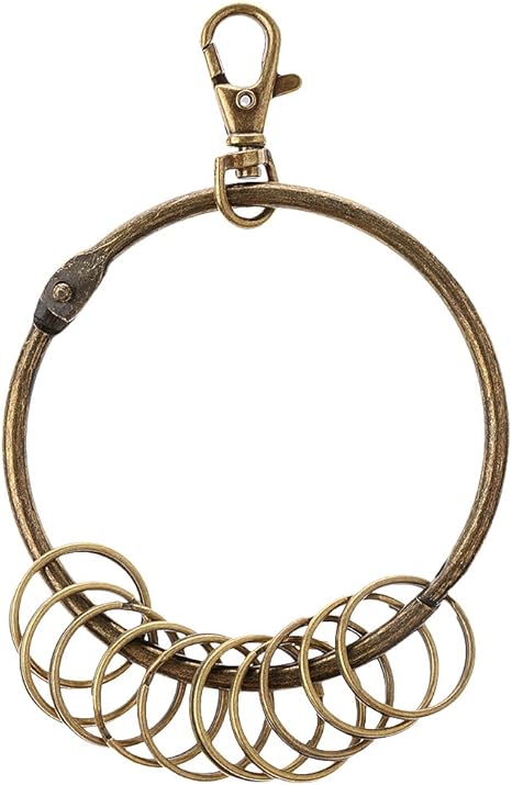 Amazon Co Jp Sononia ヴィンテージ ブロンズ キーチェーン キーホルダー キーリング 大きい ラウンド 鍵リング 10小グループ付 ホーム キッチン