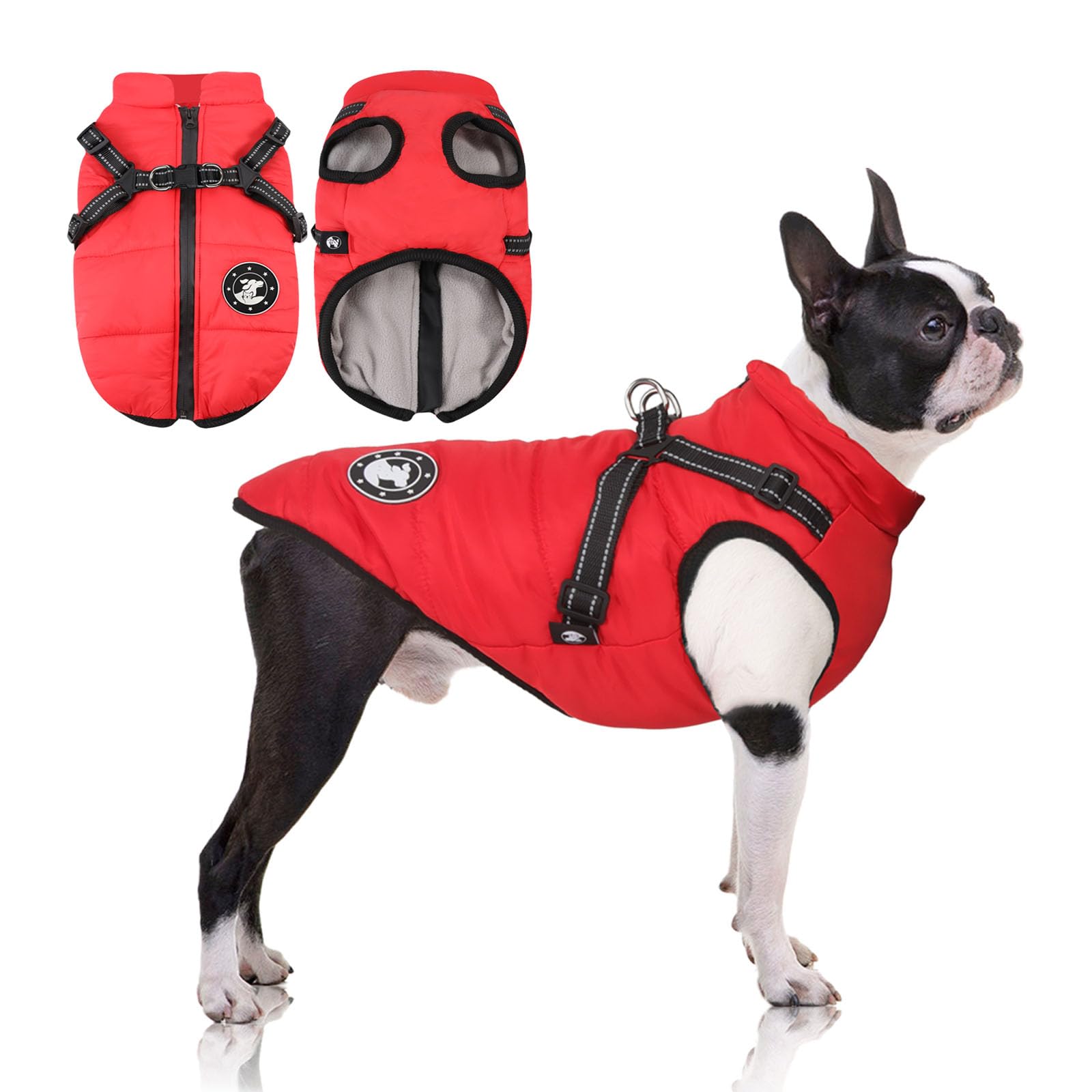 LUOWAN Dog Coats Waterproof, Reflective Outdoor Sports Vest Jacket for Dogs, Winter Dog Coat with Harness for Puppy Small Medium Large Dogs