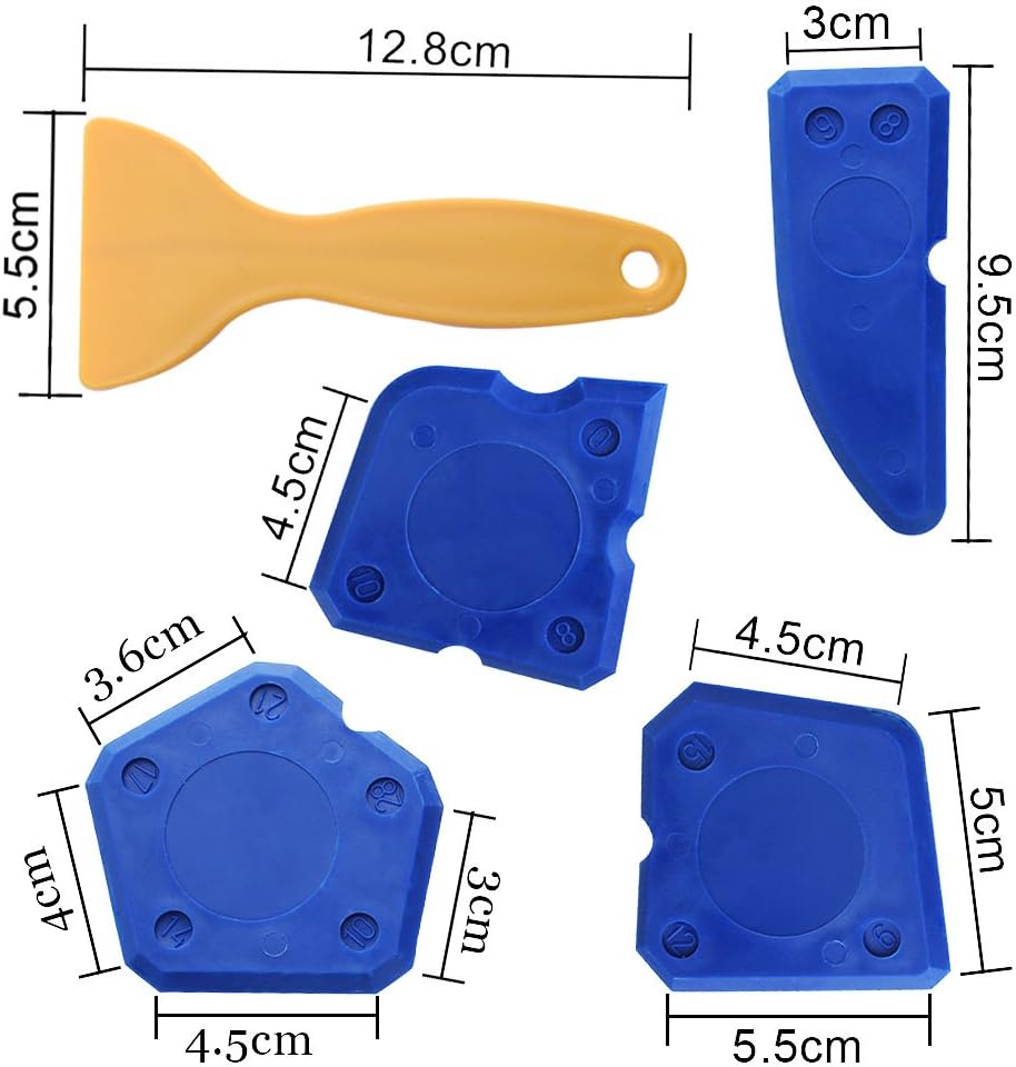 Kuuqa 9 Pieces Caulking Tool Kit Silicone Sealant Finishing Tools Caulk Remover Board for Bathroom Kitchen Room and Frames - Image 4