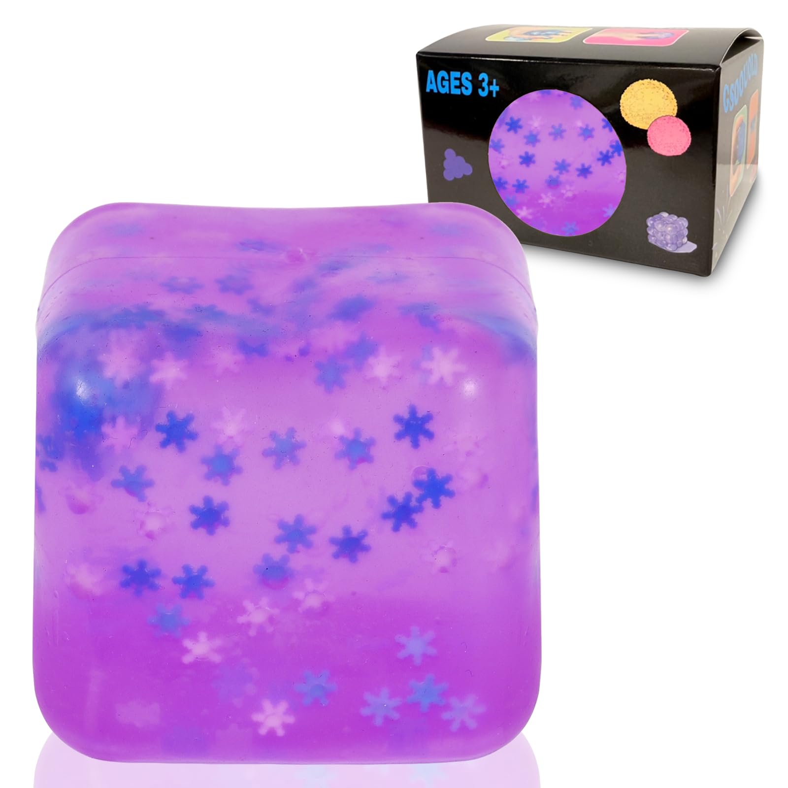 Squishy Ice Cube Fidget Toy, Sugar Ball Stress Cube for Kids Adults, Soft Squishies Stress Relief Sensory Toy for Autism, Classroom Prize Toy Party Favor