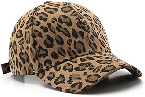 SPEVERT Baseball Hat with Leopard Pattern for Women Adjustable Dad Hat Unconstructed Plain Cap Outdoor Peaked Cap