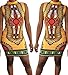 SheKiss Women's Traditional African Print Dashiki Bodycon Sleeveless High Collar Dress